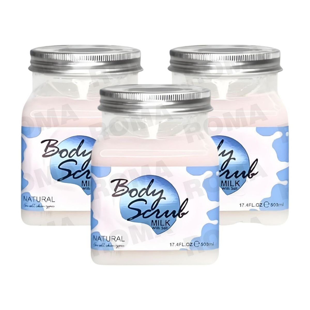 WOKALI - PACK 3 EXFOLIANTE CORPORAL BASE DE SAL DE MAR Y LECHE 500ML WOKALI
