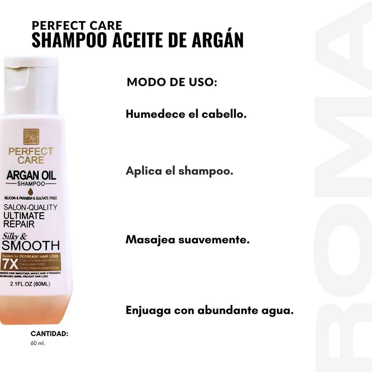 GENERICO - PACK 2 SHAMPOO ACEITE DE ARGÁN 60ML PERFECT CARE