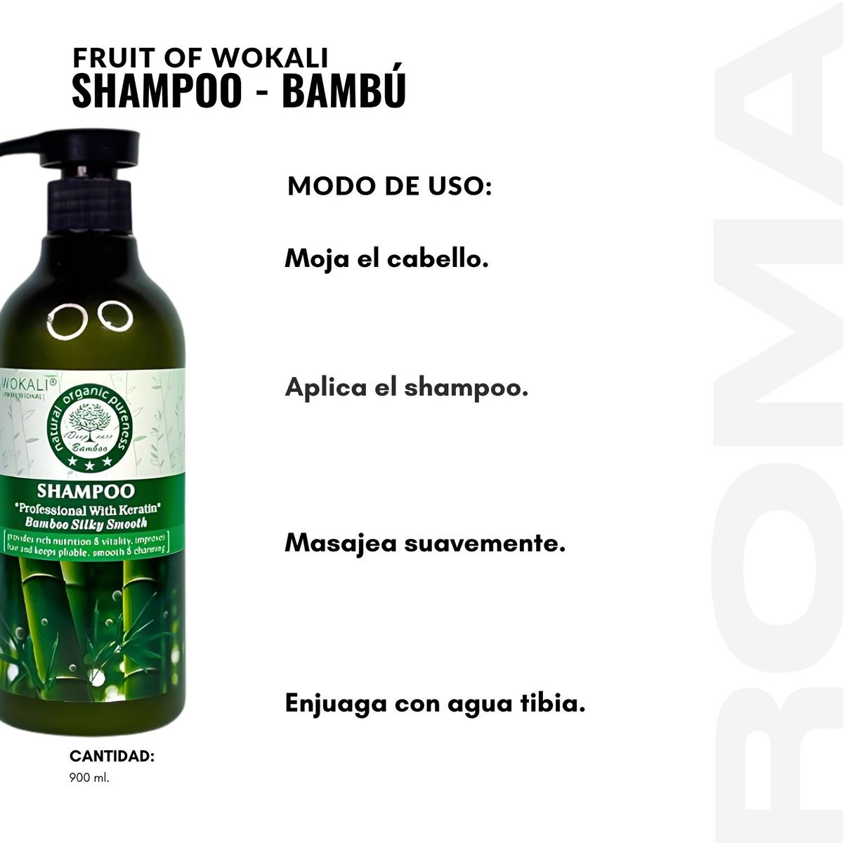 WOKALI - PACK 3 SHAMPOO DE BAMBÚ 900ML WOKALI