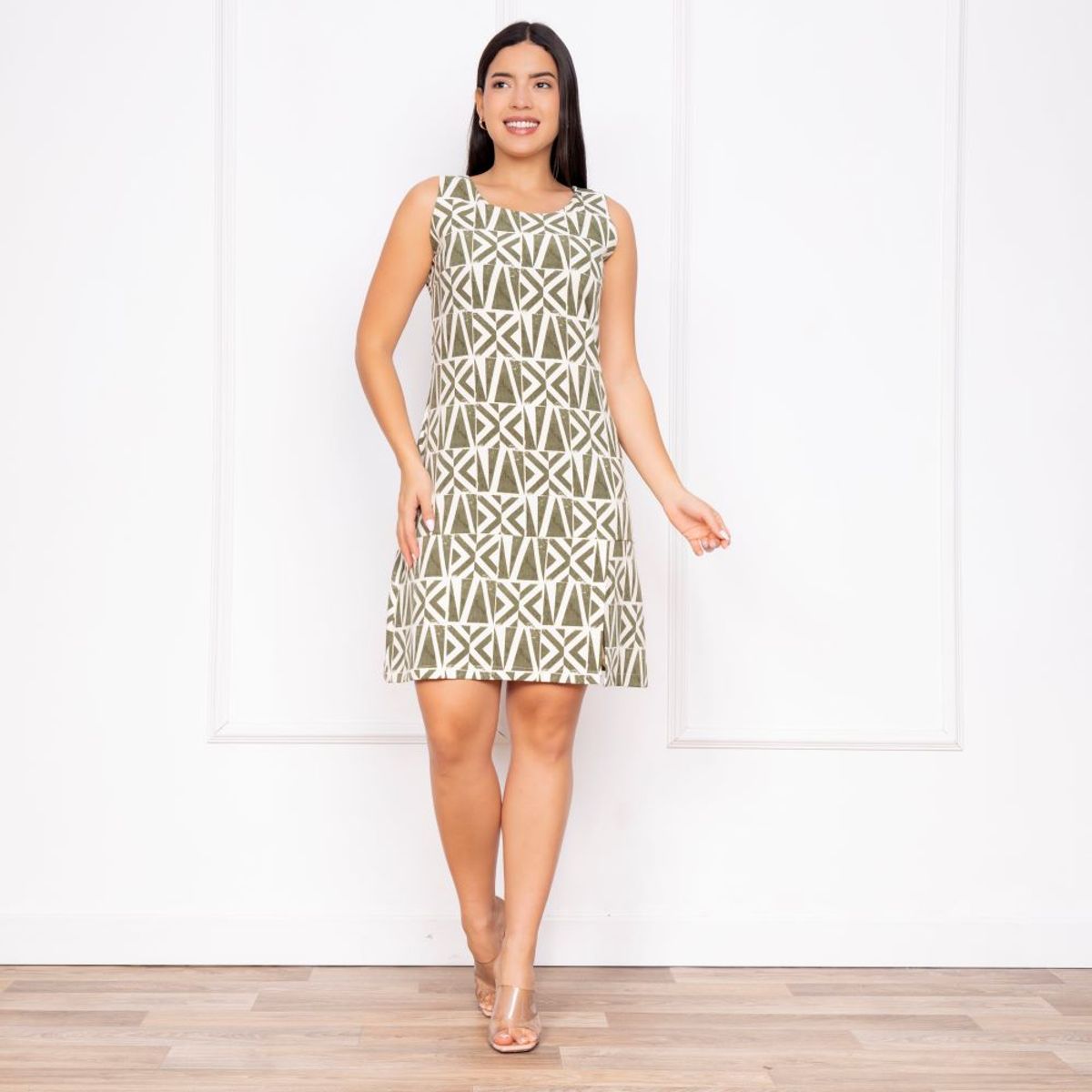 VICCI - Vestido m0 Lumah Vicci lino verde estamp