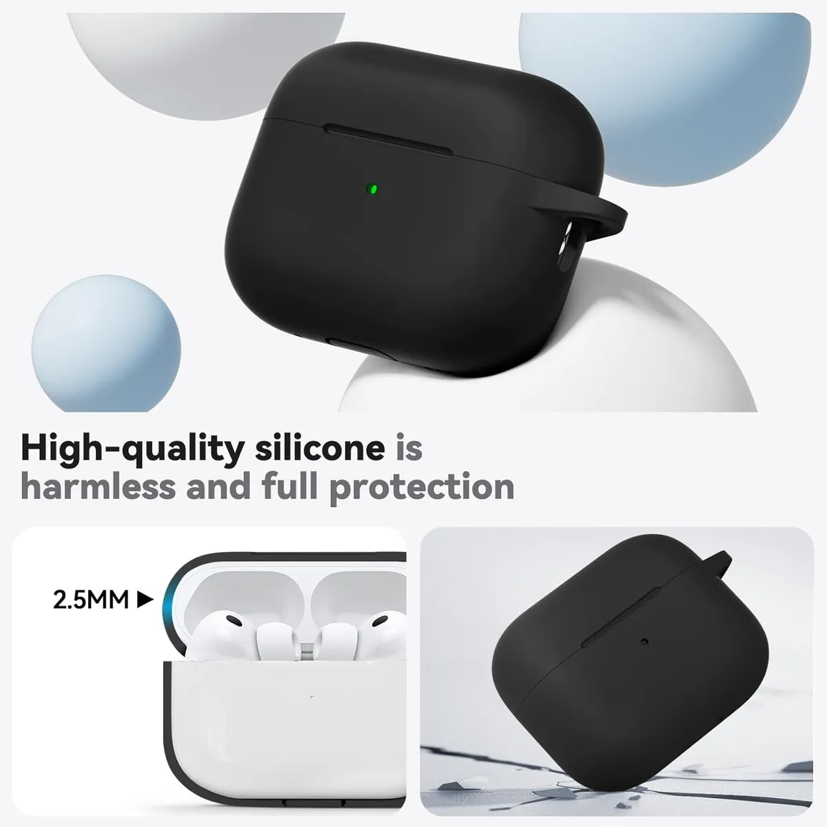 GENERICO - Funda de silicona para AirPods Pro 3 - Negro