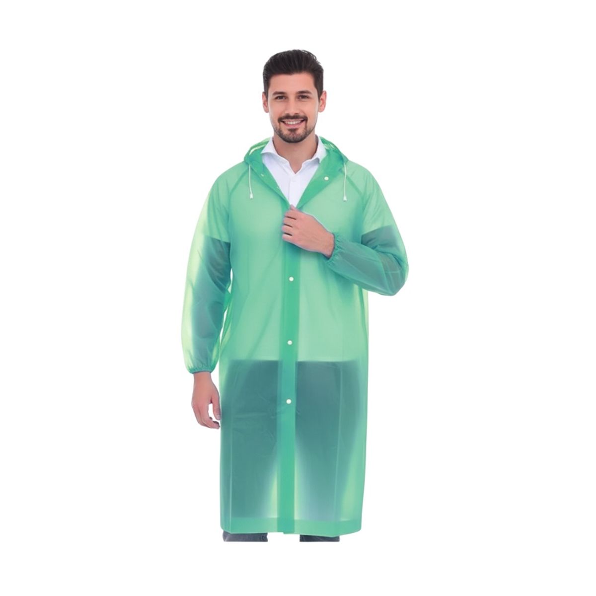 GENERICO - Poncho Impermeable Delgado Abierto de Mangas Elasticas con Capucha Ajustable Verde