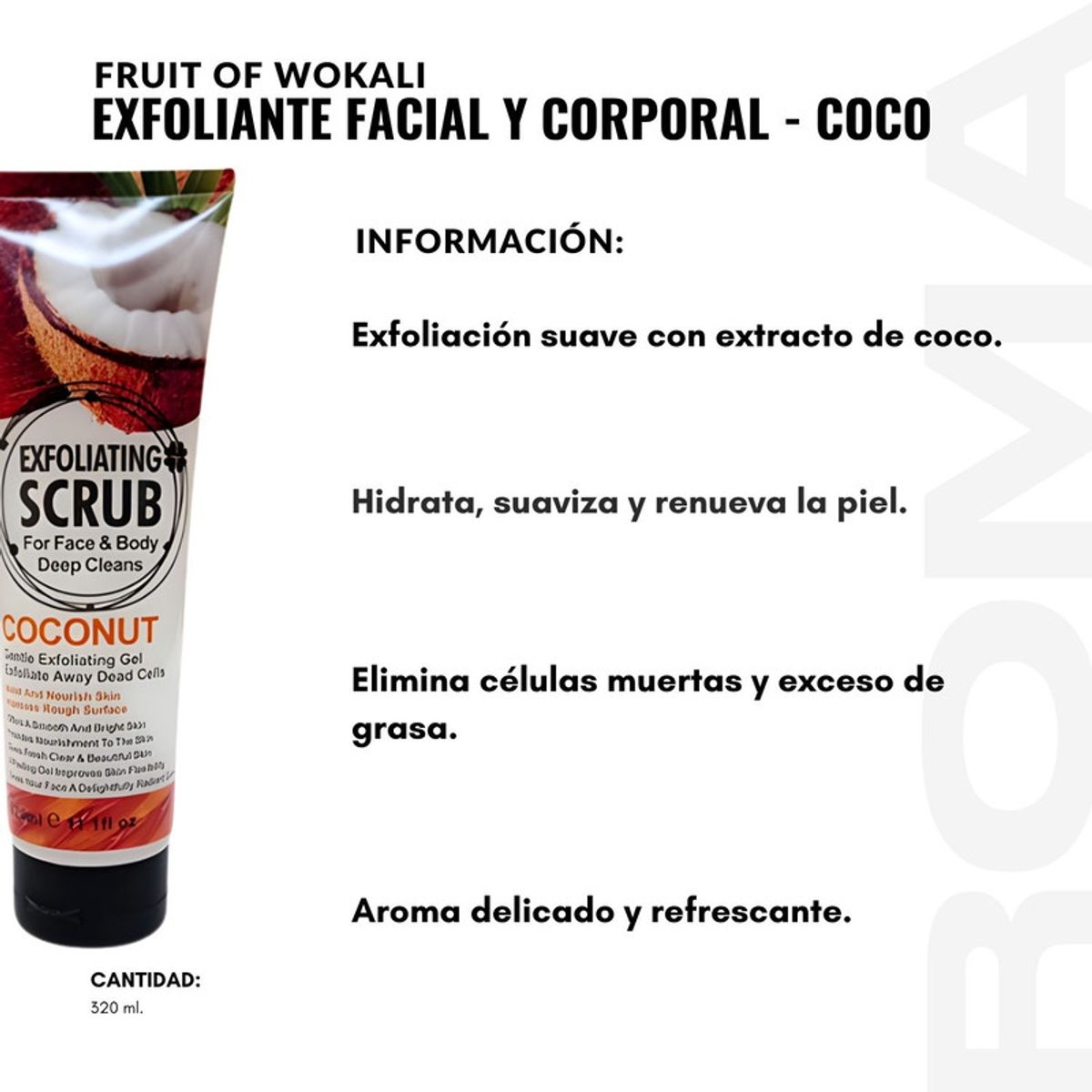 WOKALI - PACK 3 EXFOLIANTE FACIAL Y CORPORAL COCO 320ML WOKALI