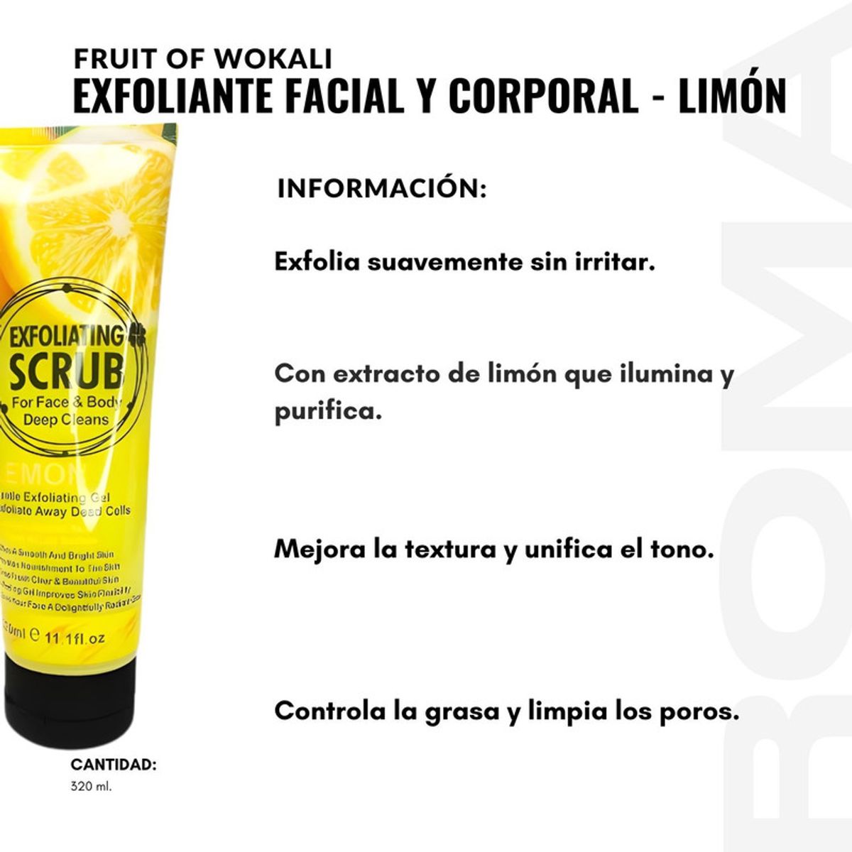 WOKALI - PACK 3 EXFOLIANTE FACIAL Y CORPORAL LIMÓN 320ML WOKALI