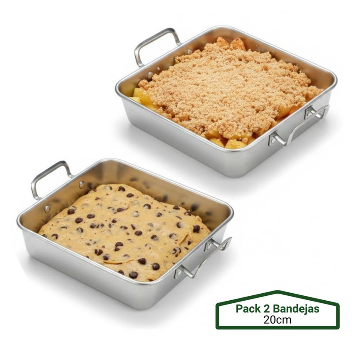 PENTHA - Bandeja de Acero Inoxidable con Asa para Cocina 21cm X2 Pzs