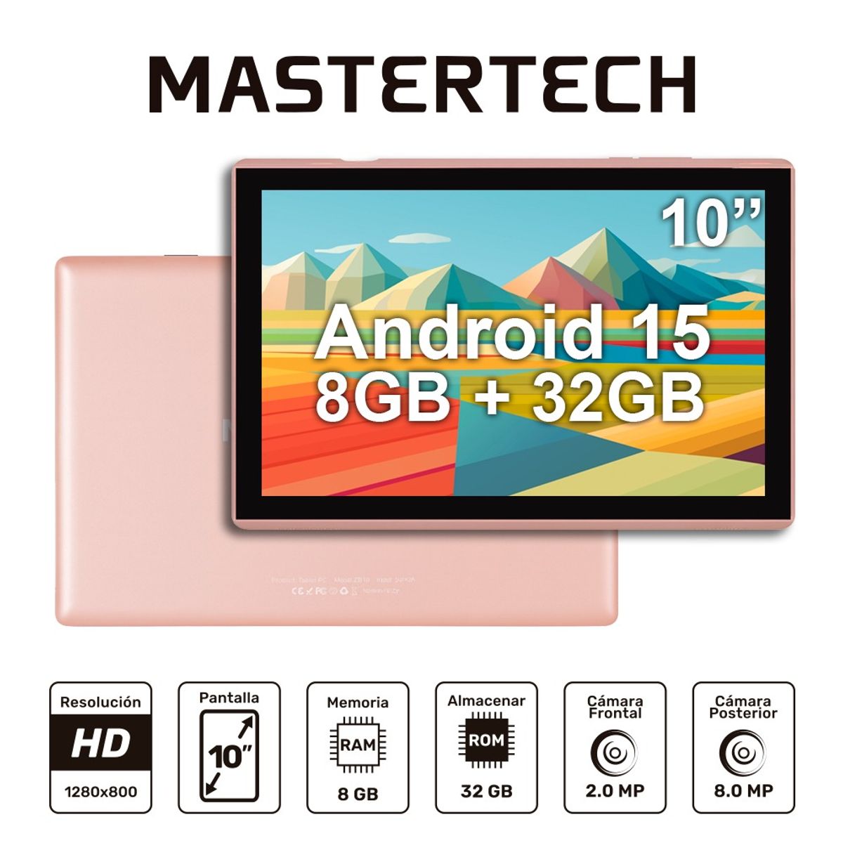 MASTERTECH - TABLET COLOR ROSADO MARCA MASTERTECH MODELO ZB10 WIFI 32GB 8GB DE RAM