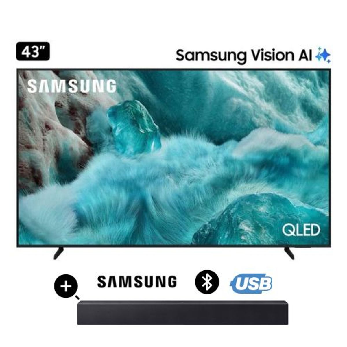 SAMSUNG - Televisor Samsung QLED 43 Visión AI Smart TV QN43Q7FAAGXPE + Soundbar HW B400F