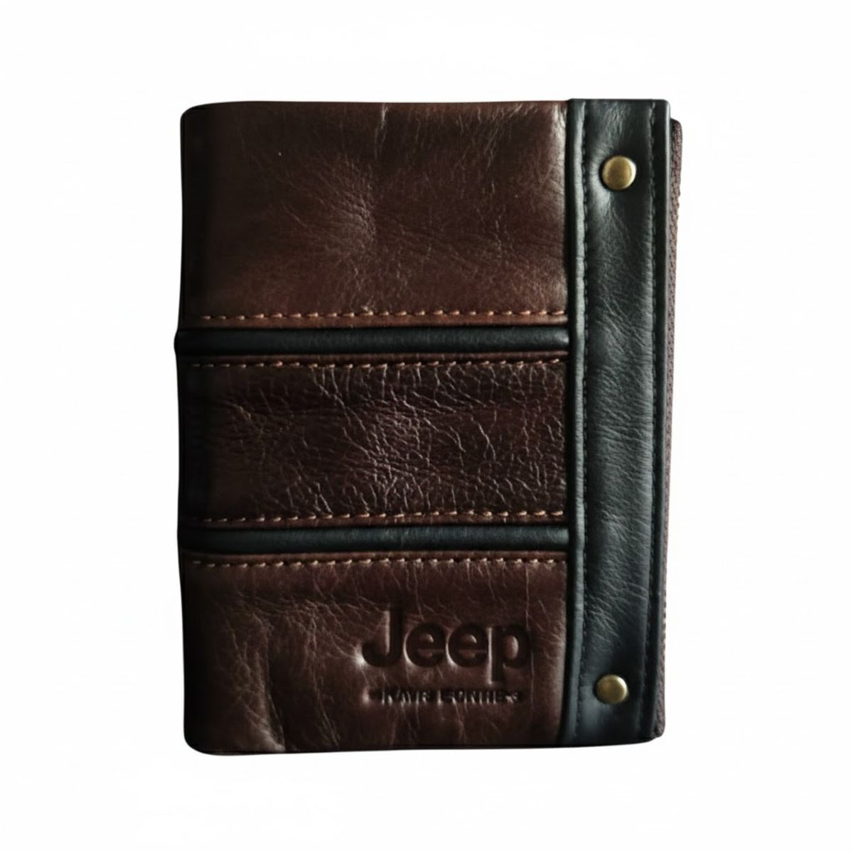 JEEP - BILLETERA JEEP MARRON CON NEGRO DE CUERO GENUINO GD856