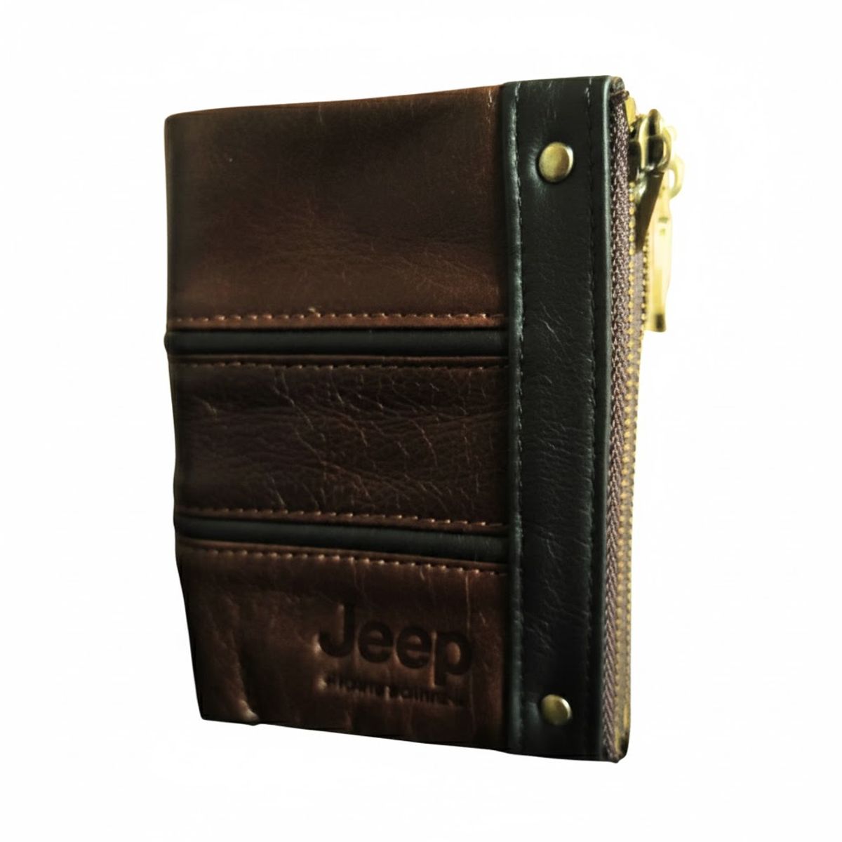 JEEP - BILLETERA JEEP MARRON CON NEGRO DE CUERO GENUINO GD856