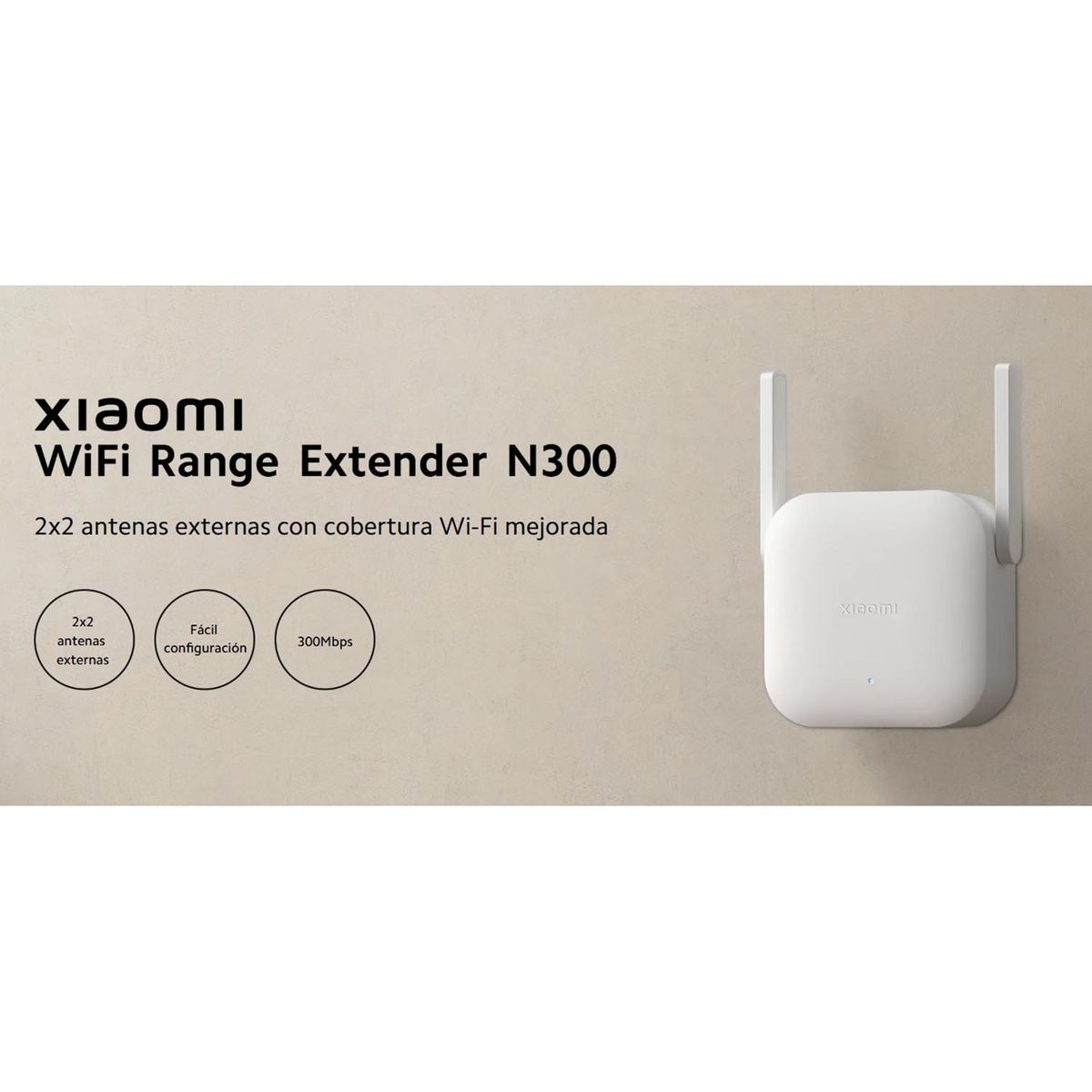 XIAOMI - Extensor de Rango Wi-Fi Xiaomi N300 Banda 2,4 GHz