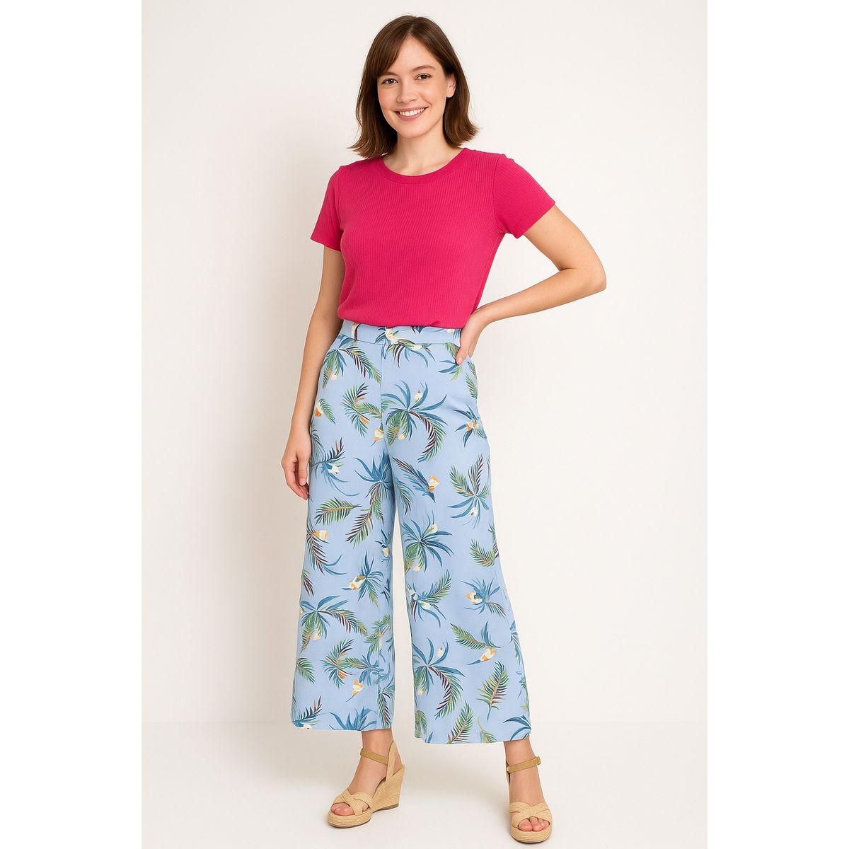 MARWAL - Pantalón  Palazzo  Caeli , by Marwal , Color Celeste , Palazzo , Cintura  Espalda Elasticada.