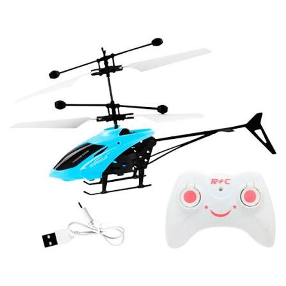 GENERICO - Helicóptero a control remoto recargable con sensor de movimiento para niños - Celeste