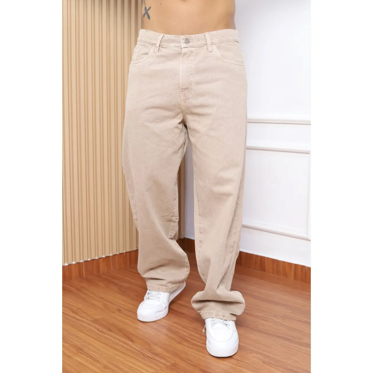 QH - Pantalón Baggy de Denim para Hombre  100% Algodón