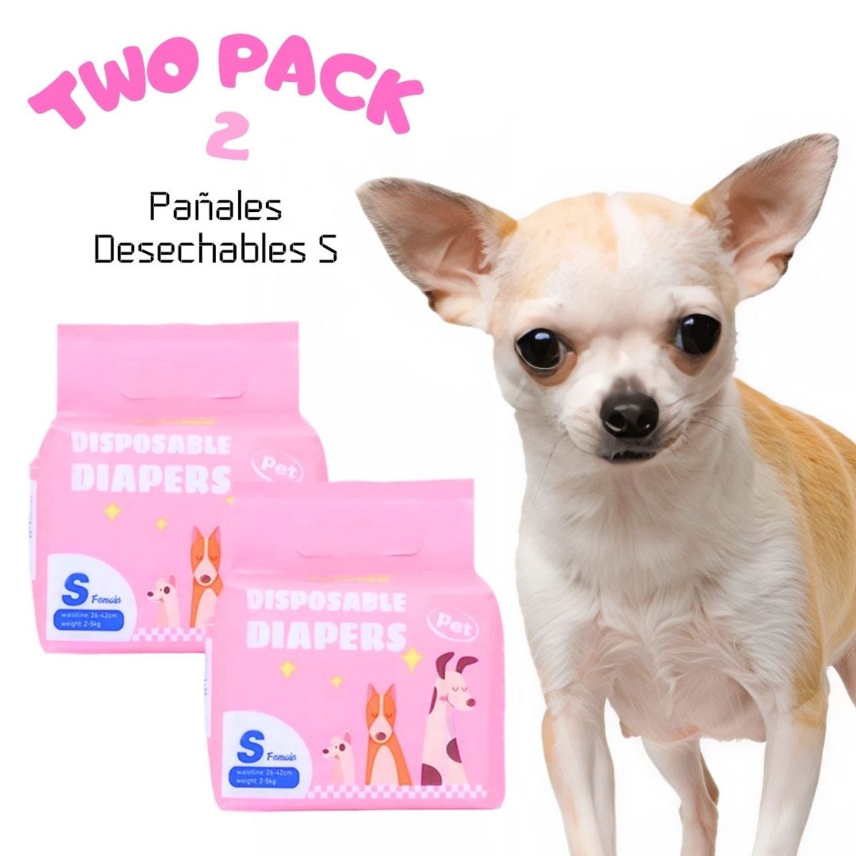 GENERICO - TWO-PACK 02 Pañales Desechables para Mascotas Hembra S