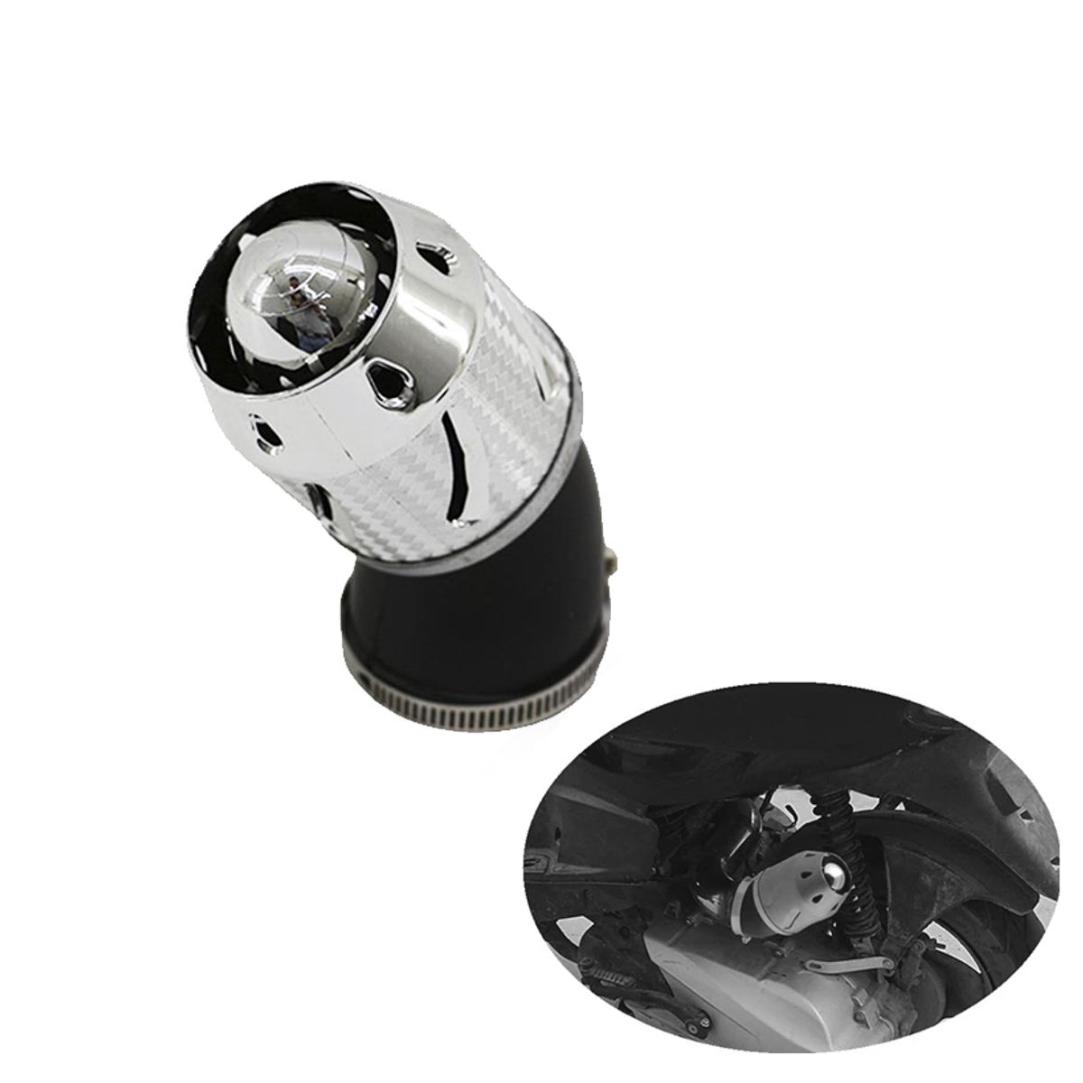 GENERICO - Filtro Universal Tubo De Manguera De Aire para Motocicleta Alto Flujo Silver