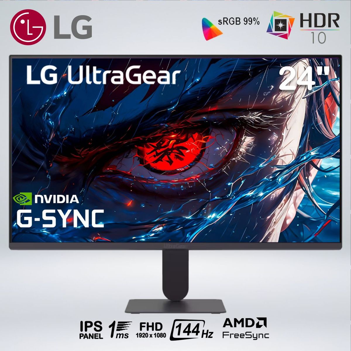 LG - MONITOR GAMER 24G411A-B FULL HD 24 " IPS 144hz 1ms MBR HDR10 G-SYNC
