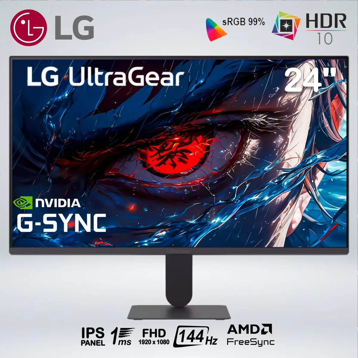 LG - MONITOR GAMER 24G411A-B FULL HD 24 " IPS 144hz 1ms MBR HDR10 G-SYNC