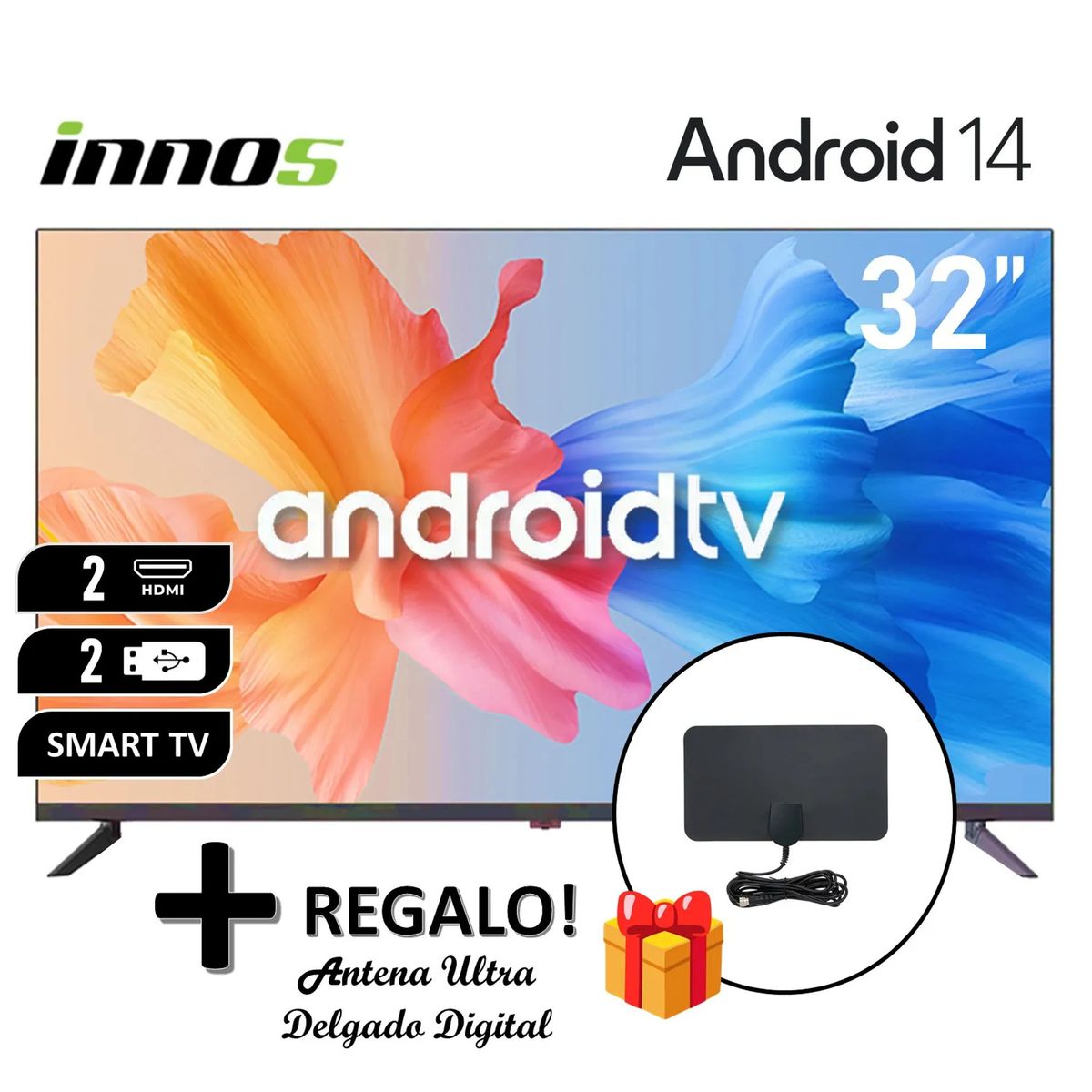 GENERICO - Televisor INNOS 32 LED HD Smart TV Android 14 S3201KU