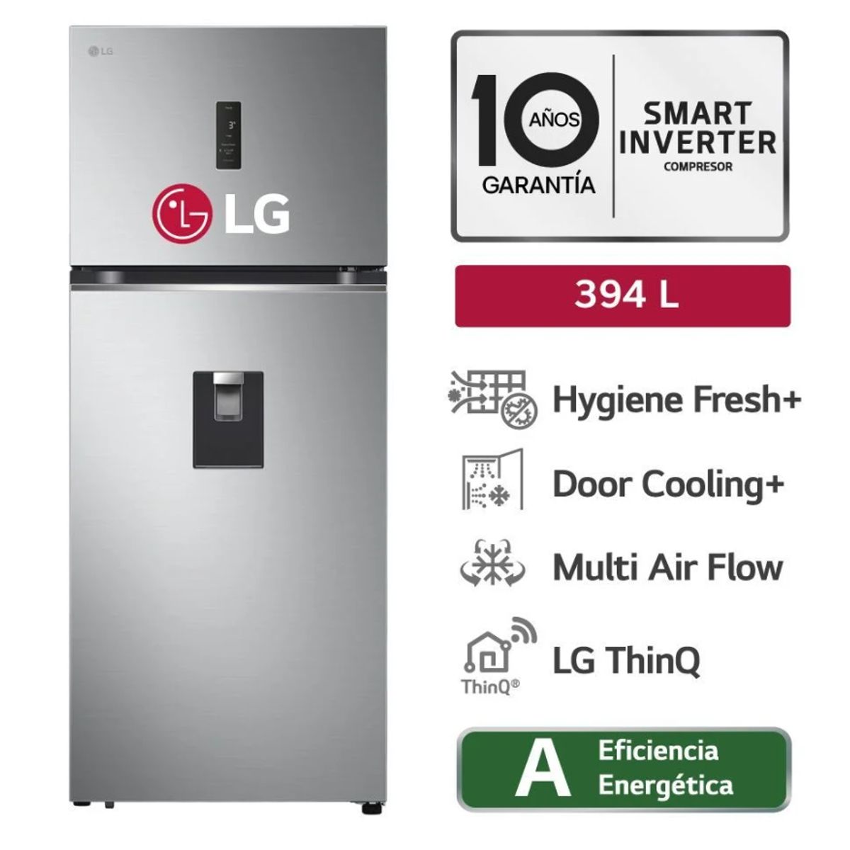 LG - Refrigeradora Top Freezer 394l Door Cooling Thinq Gt39sgp1