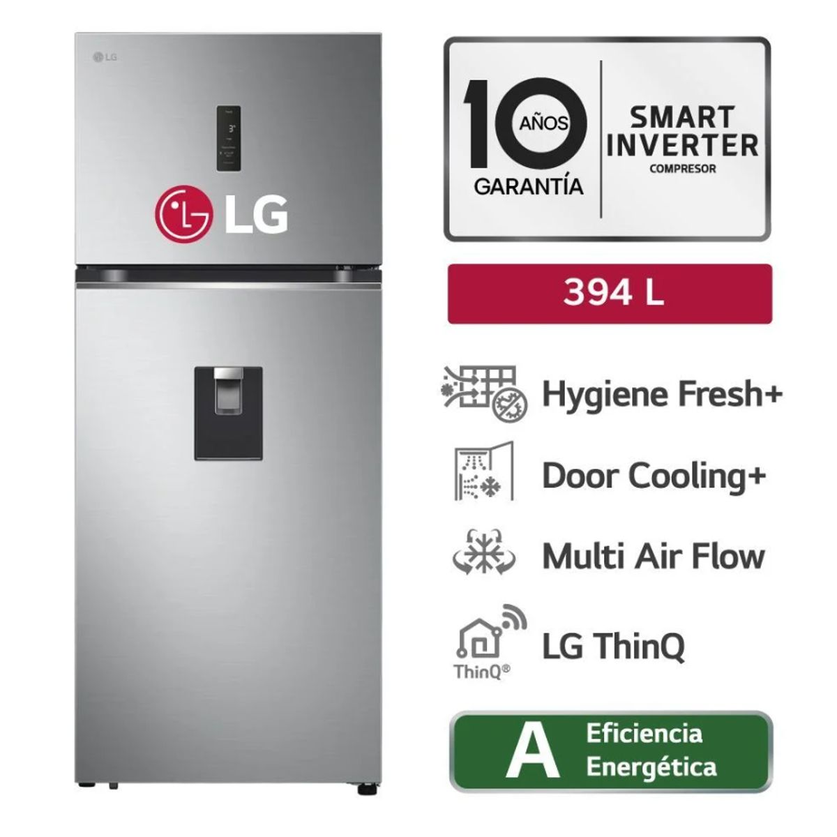 LG - Refrigeradora Top Freezer 394l Door Cooling Thinq Gt39sgp1