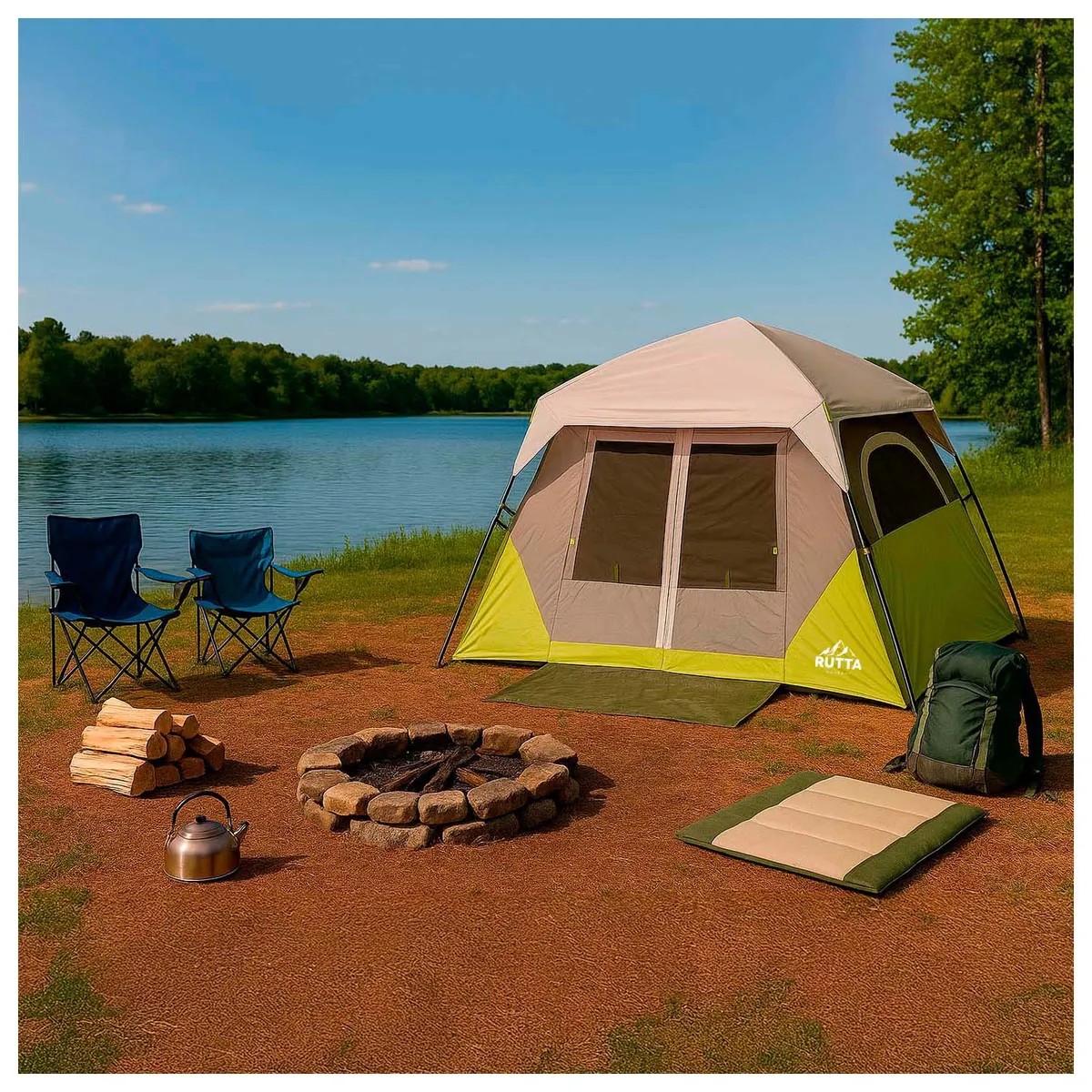 ATLETIS - Carpa Instantánea QuickCamp 4P Impermeable 3000mm 1 Habitación