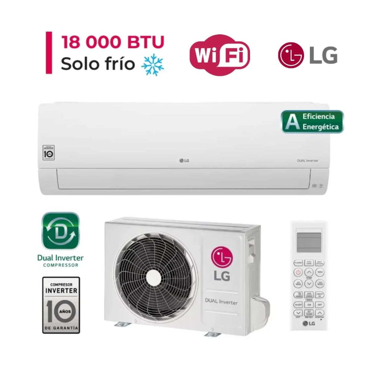LG - Aire Acondicionado LG Inverter 18000 Btu Solo Frío Vm182ct