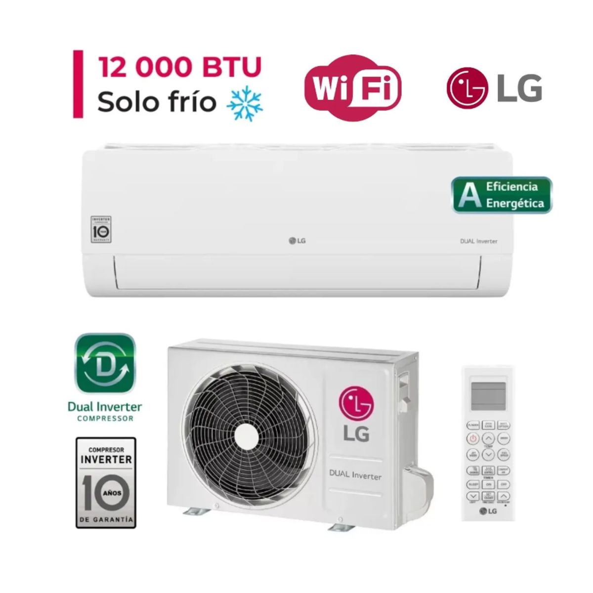 LG - Aire Acondicionado LG Inverter 12000 Solo Frío Vm122ct