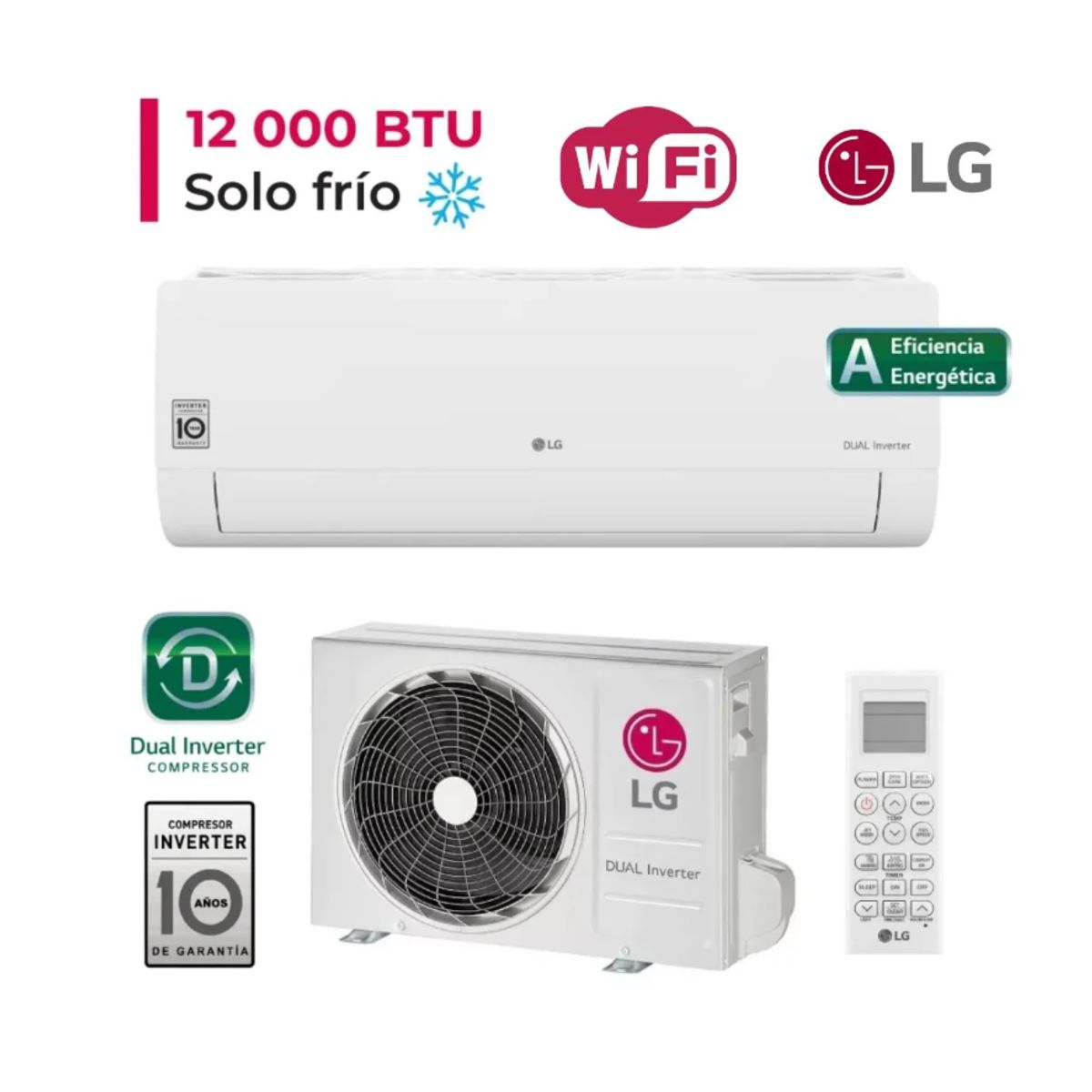 LG - Aire Acondicionado LG Inverter 12000 Solo Frío Vm122ct