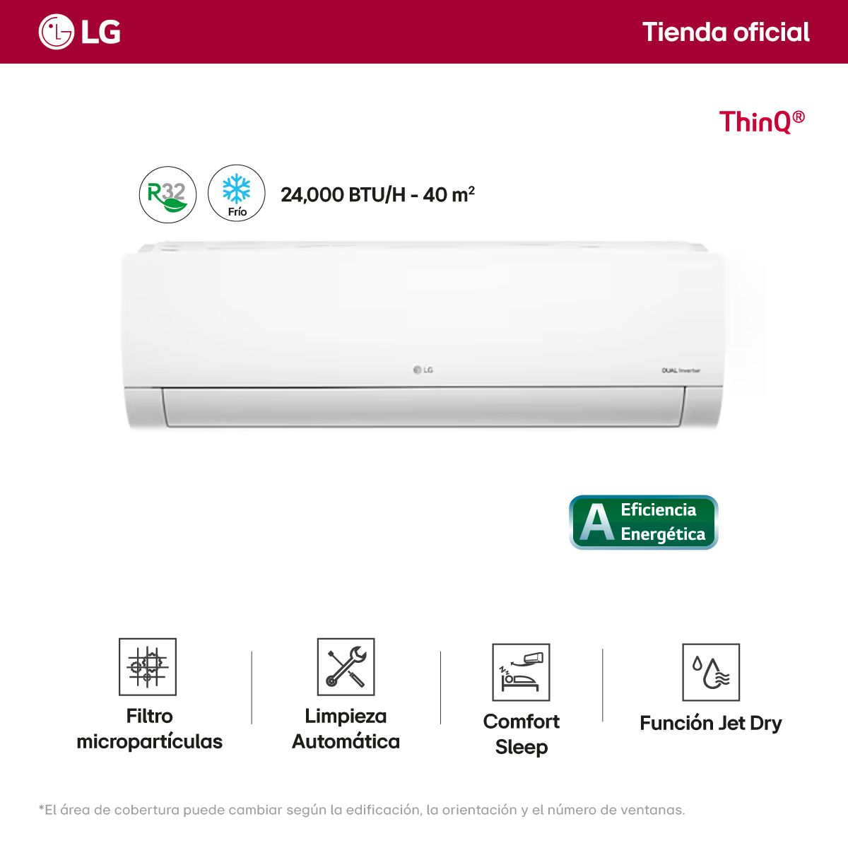 LG - Aire Acondicionado LG Inverter 24000 Btu Solo Frío Vm242ct