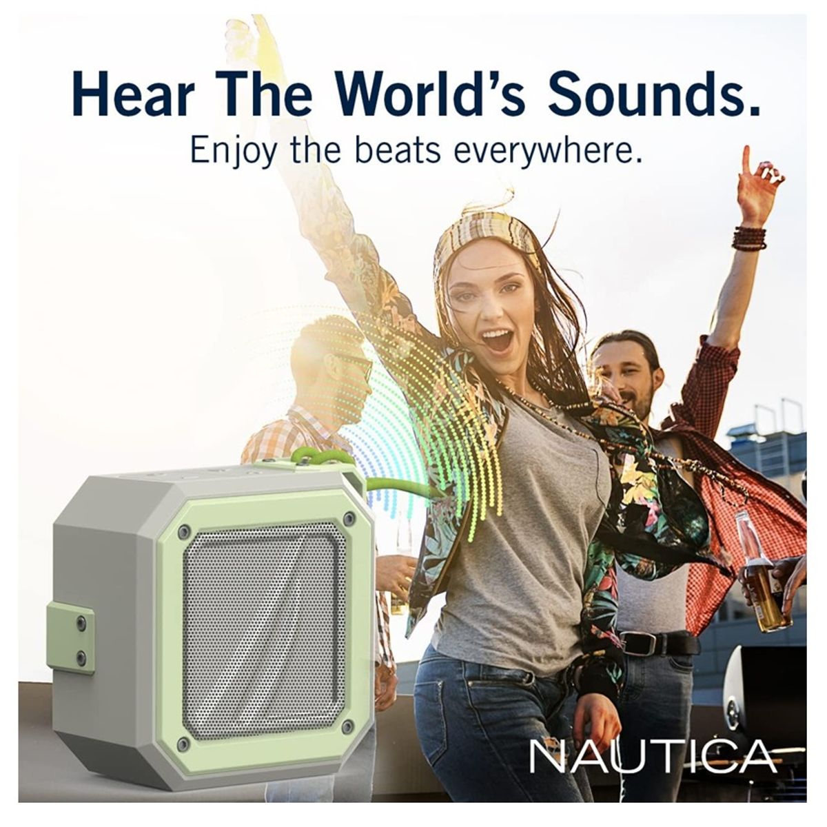 NAUTICA - Parlante Bluetooth Nautica S100 15W IPX5 15h Batería Portátil Color Gray Yellow
