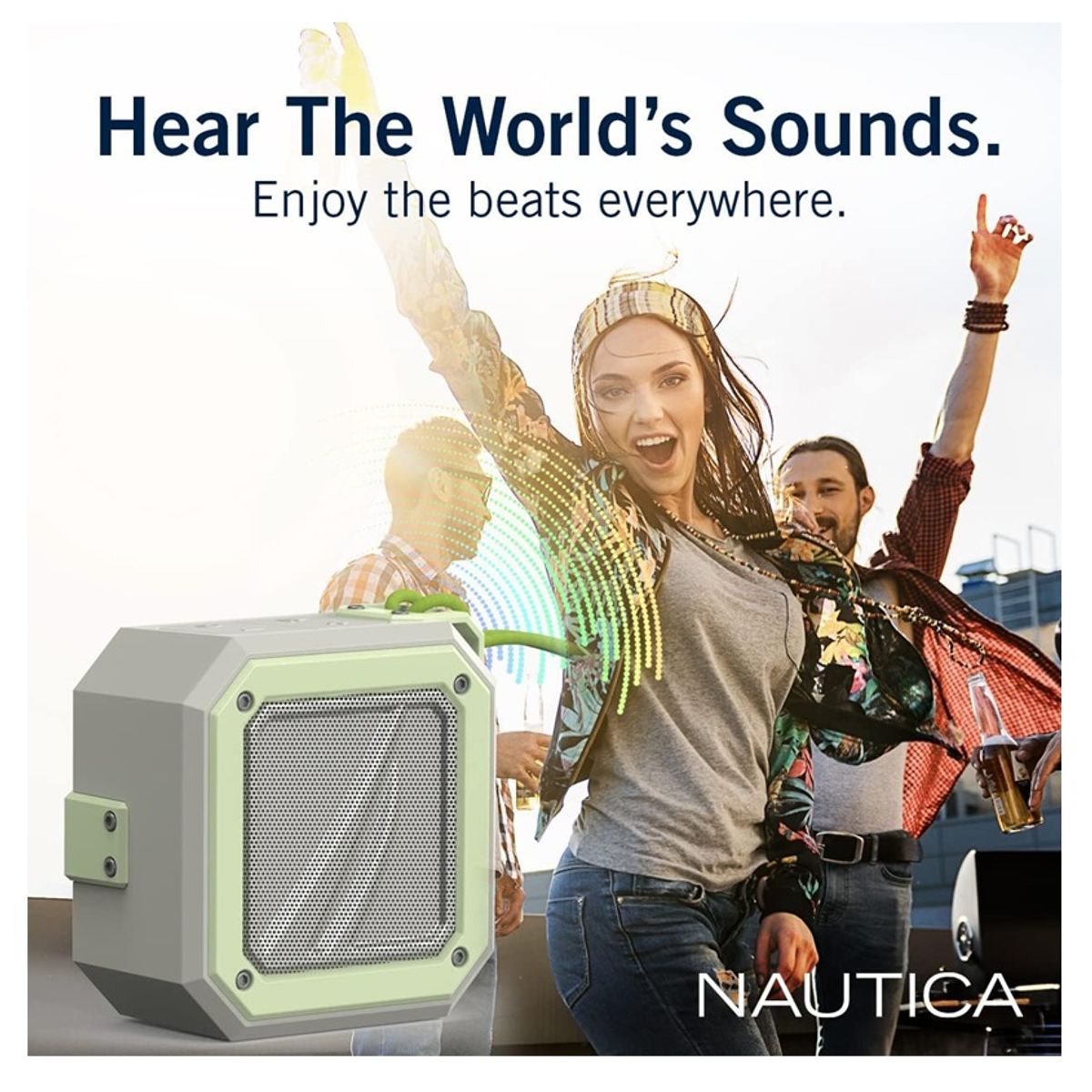 NAUTICA - Parlante Bluetooth Nautica S100 15W IPX5 15h Batería Portátil Color Gray Yellow