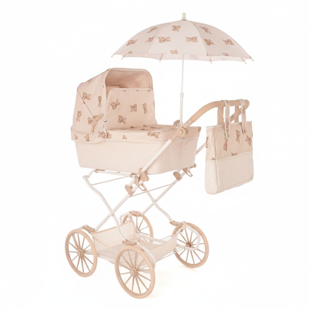 ROMA PRAMS - Coche para Muñecas Roma Prams Teddy Reborn con Parasol