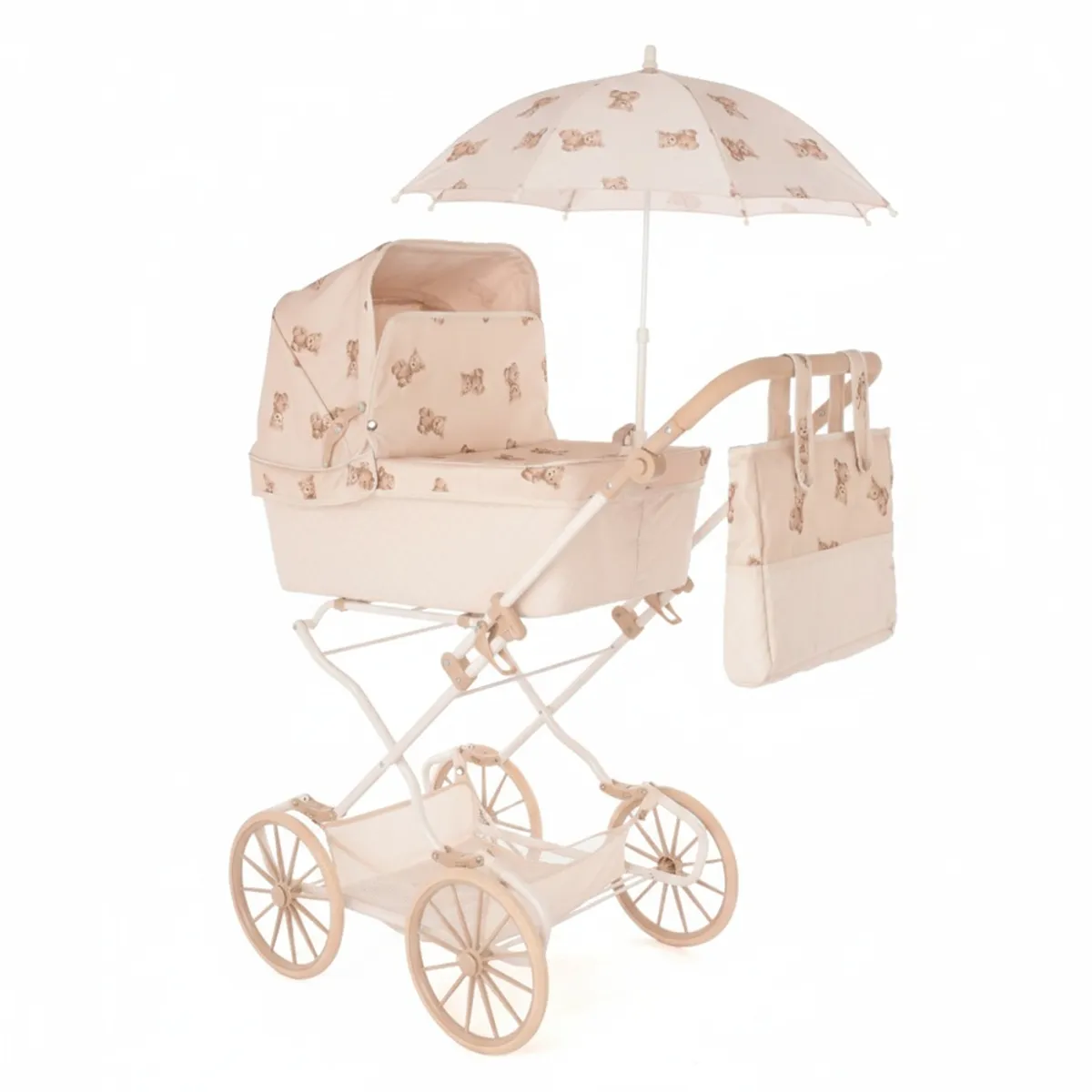 ROMA PRAMS - Coche para Muñecas Roma Prams Teddy Reborn con Parasol