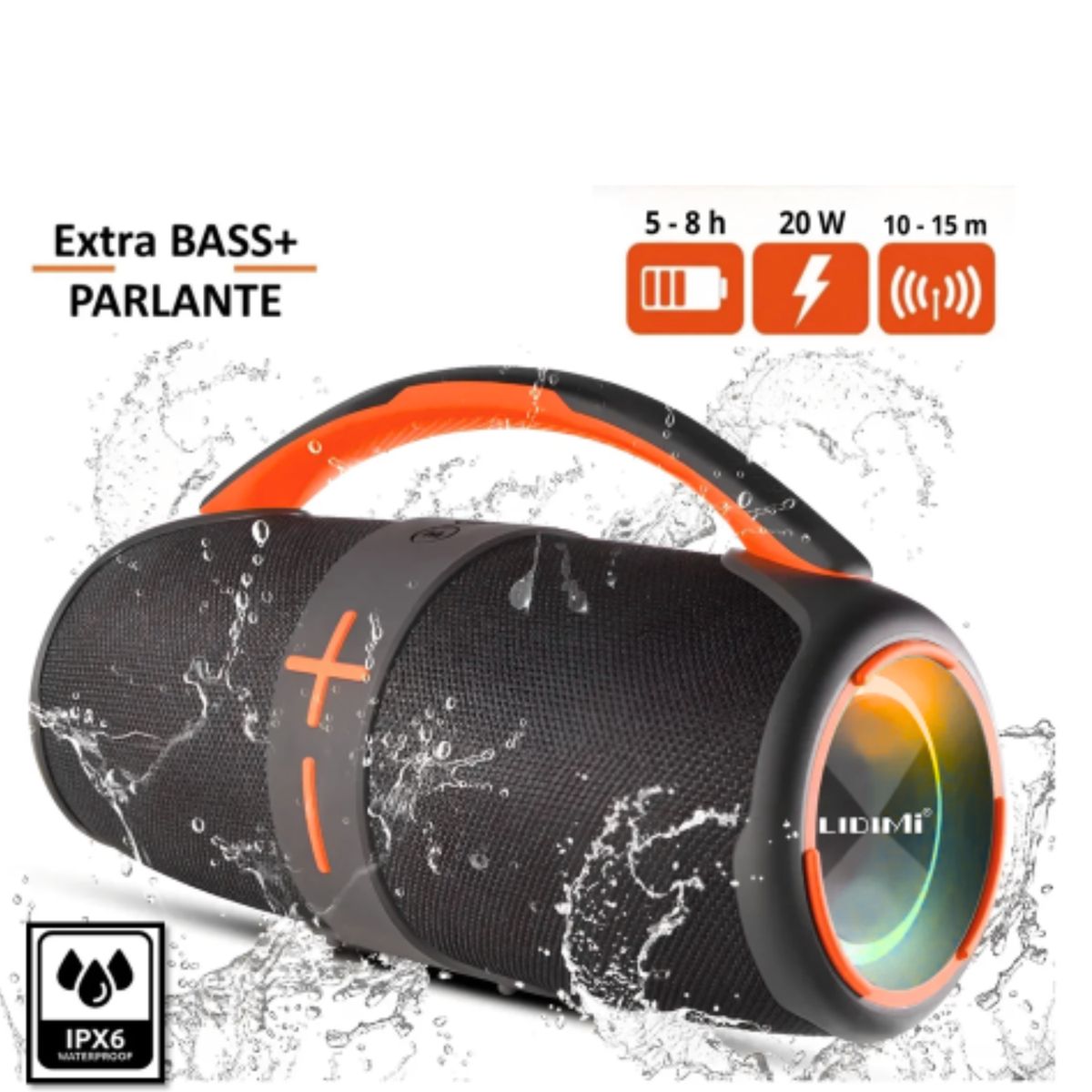 LIDIMI - Parlante Lidimi Ld-s647 Ipx5 Bluetooth 5.2 Radio Fm Rgb