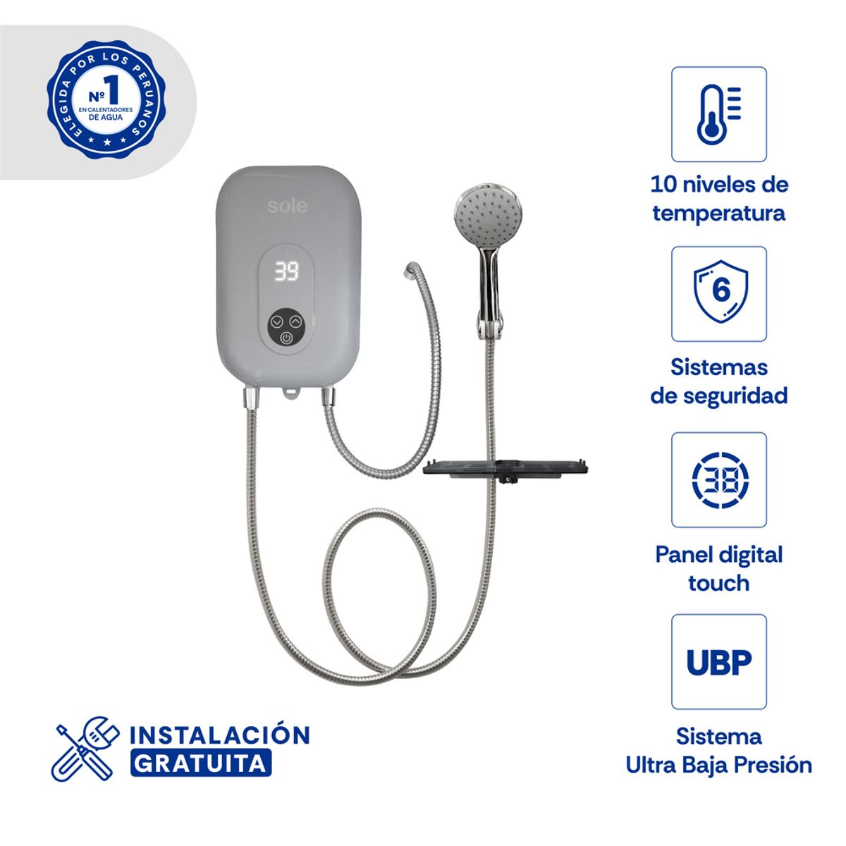 SOLE - Rapiducha Sole Turbo Max Ultra 5500w C/a Gris Oscuro 5.5 Kw