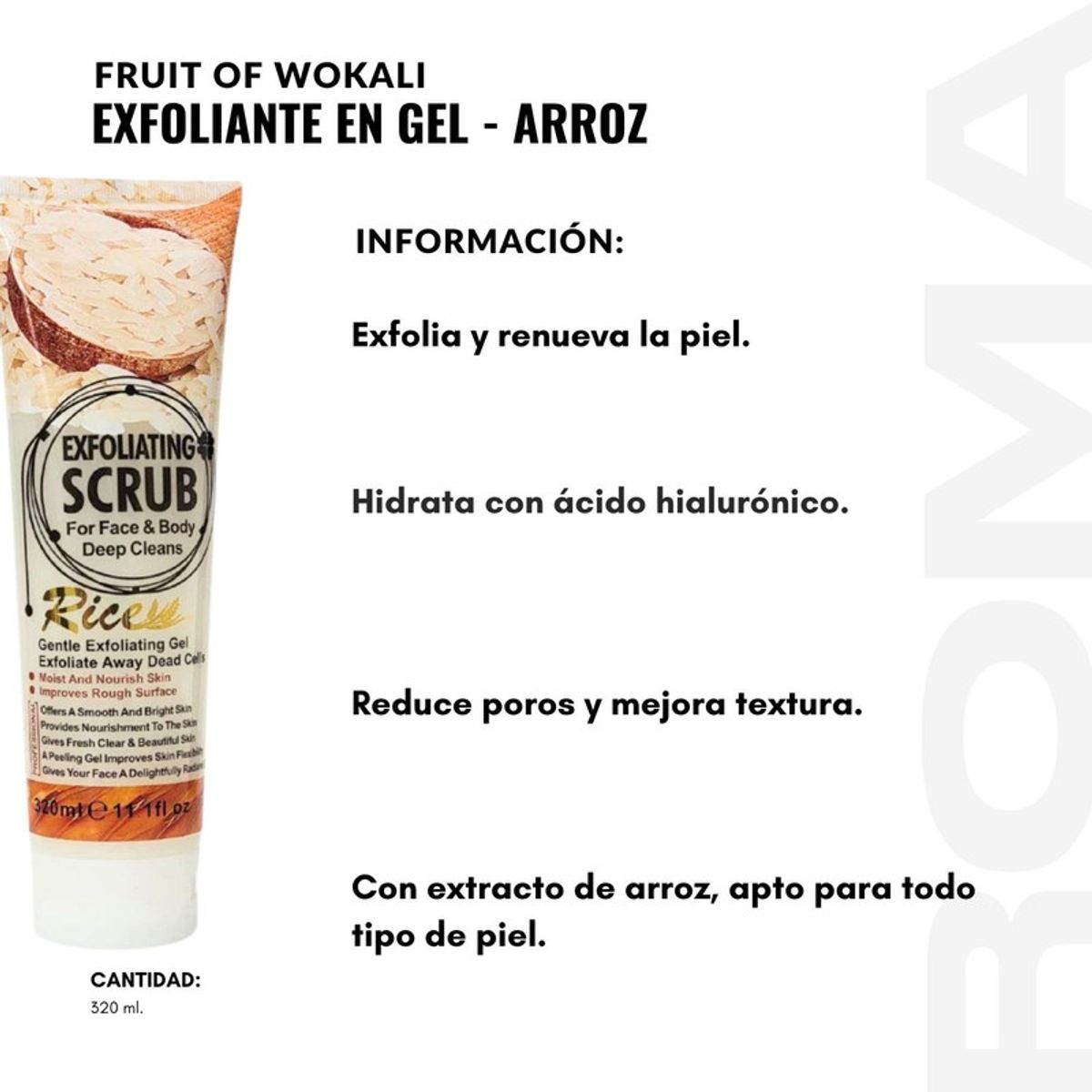 WOKALI - EXFOLIANTE EN GEL ARROZ 320ML WOKALI