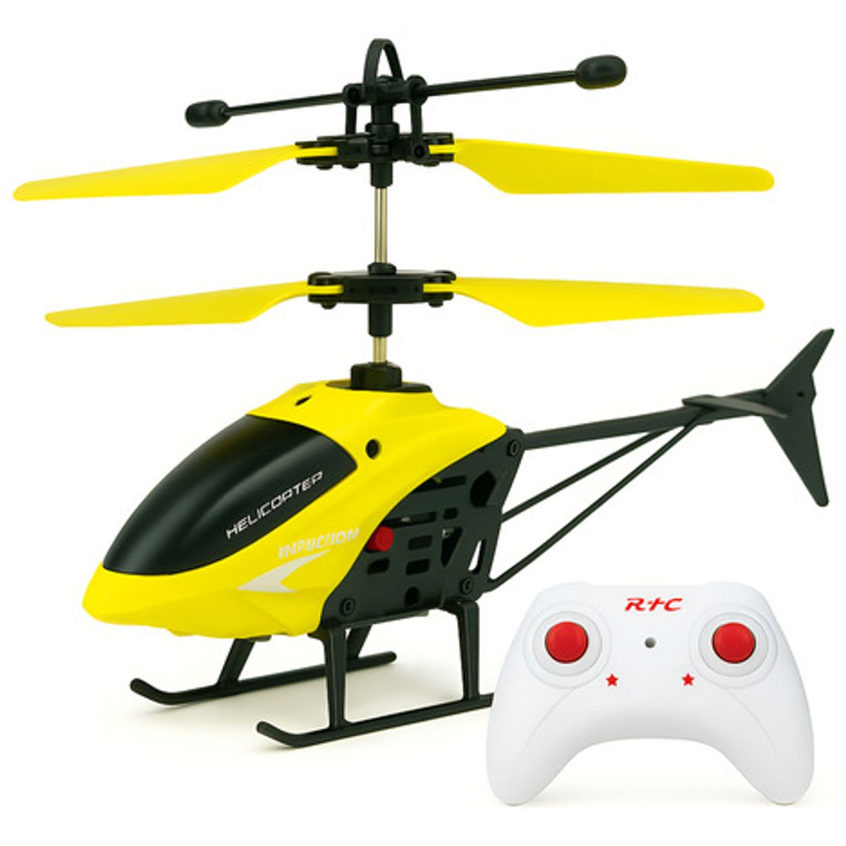 GENERICO - Helicóptero a control remoto recargable con sensor de movimiento para niños - Amarillo