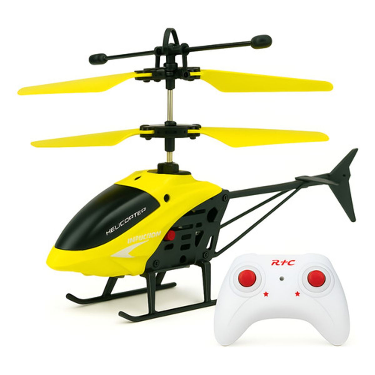 GENERICO - Helicóptero a control remoto recargable con sensor de movimiento para niños - Amarillo