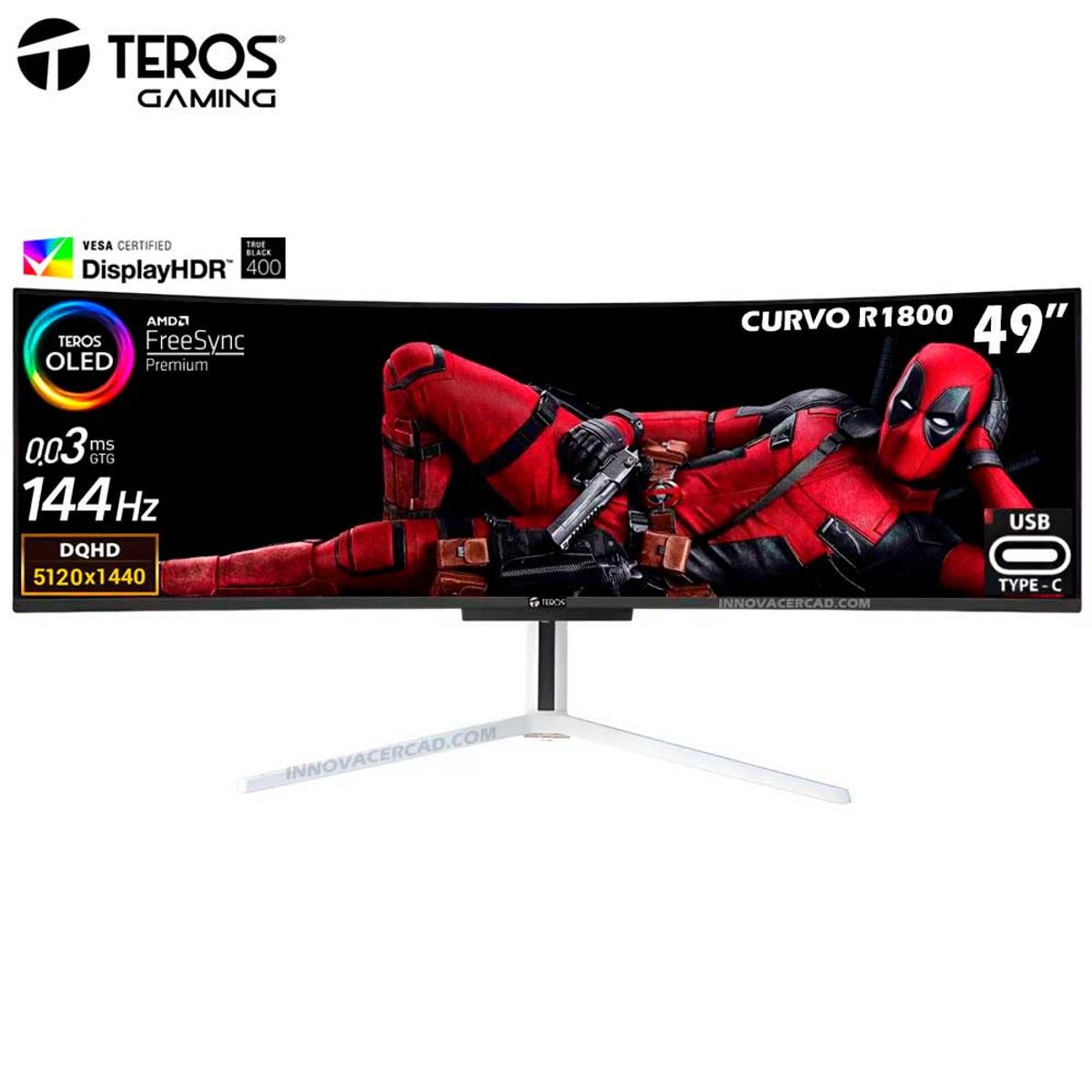 TEROS - Monitor gaming Curvo TEROS TE-4920G 49 QD-OLED 144Hz 003ms HDR400 TrueBlack
