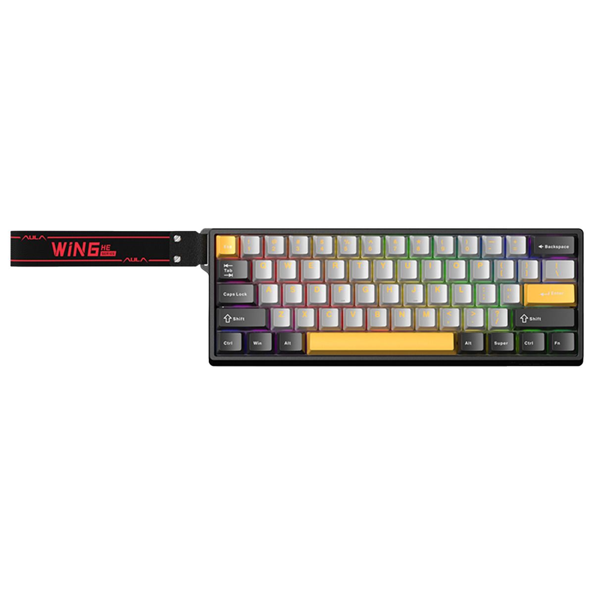 AULA - Teclado Mecánico AULA WIN60HE MAX 60% Switch Magnético RGB Cableado BLACK GREY YELLOW