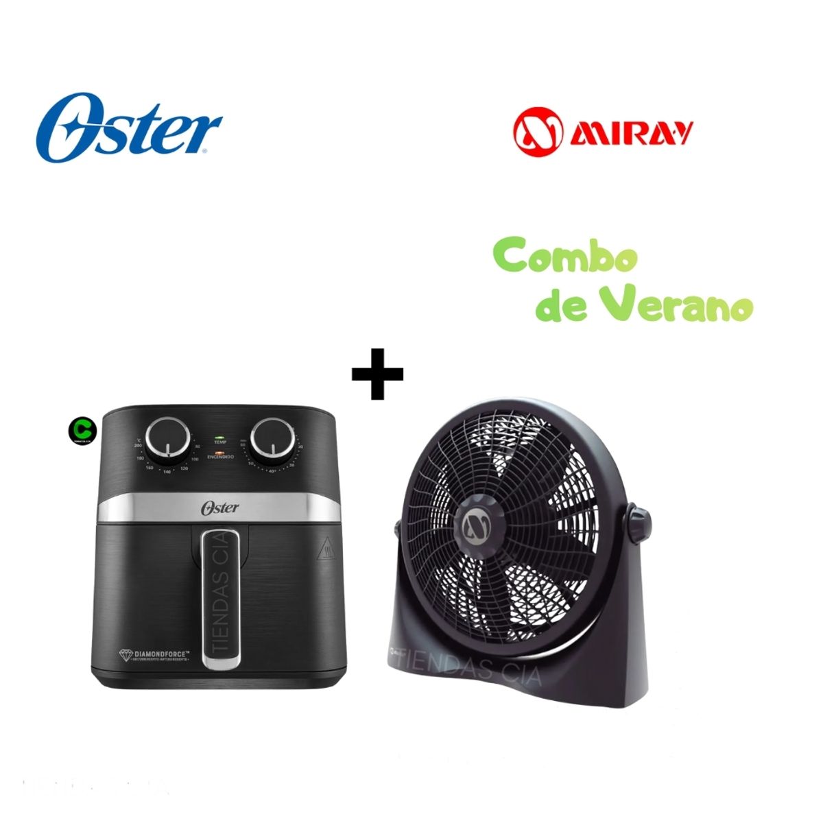 OSTER - Combo Freidora De Aire 4L Manual + Ventilador Miray