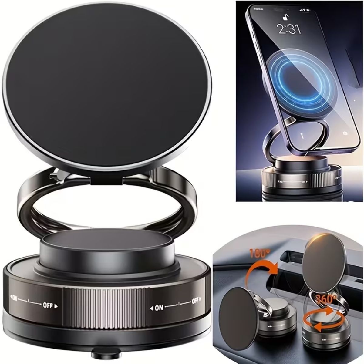 GENERICO - Soporte Magnético 360° 2025 para Celular con Ventosa Potente  Auto Escritorio Vidrio