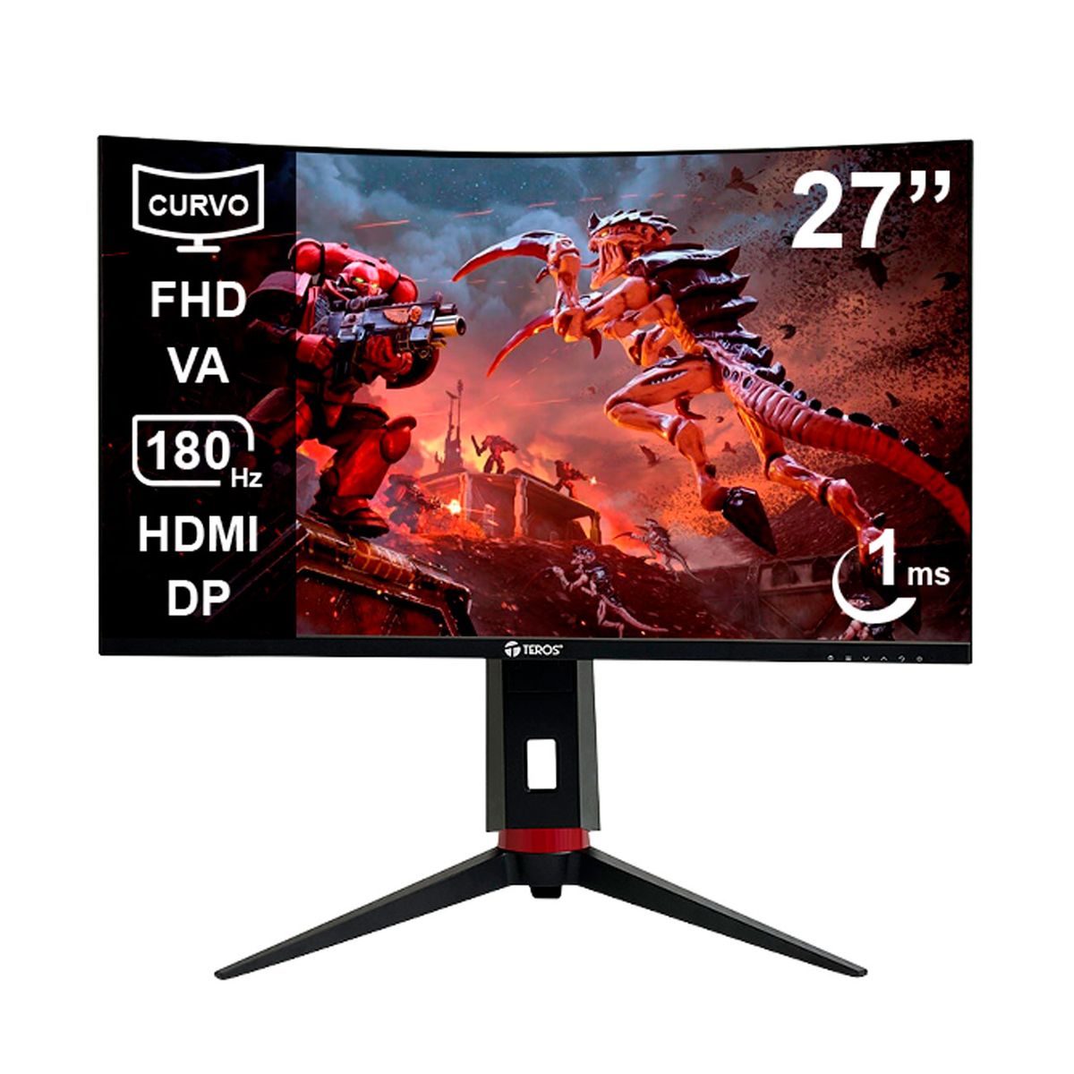 TEROS - Monitor Teros TE-2766G gamer 27 pulgadas curvo FHD 180Hz 1ms