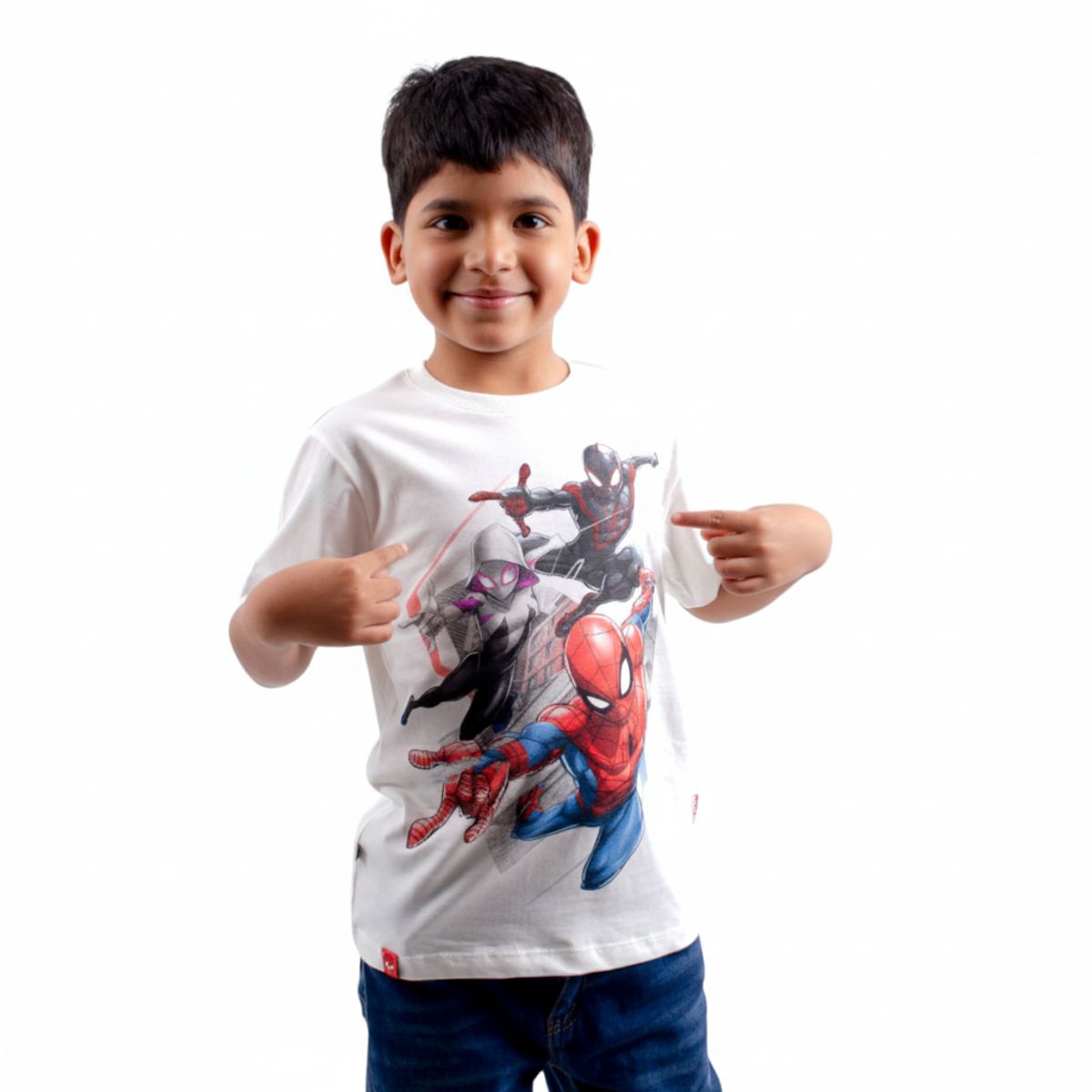 MARVEL - Polo Manga Corta Niño Spiderman Marfil Algodón