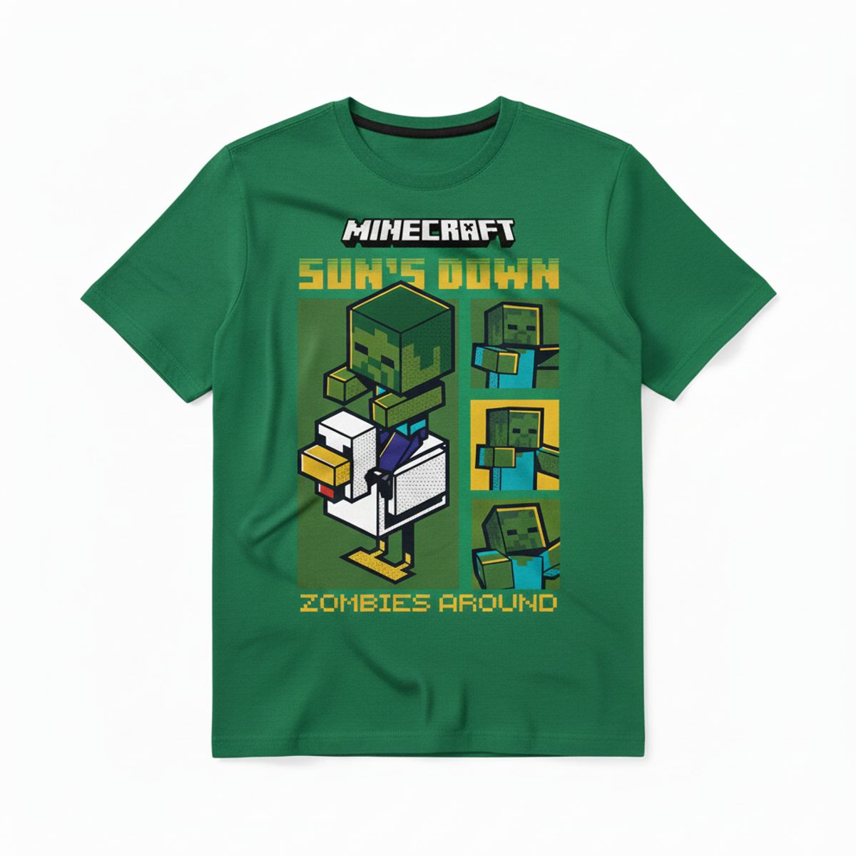 MICROSOFT - Polo Manga Corta Niño Minecraft Verde Algodón