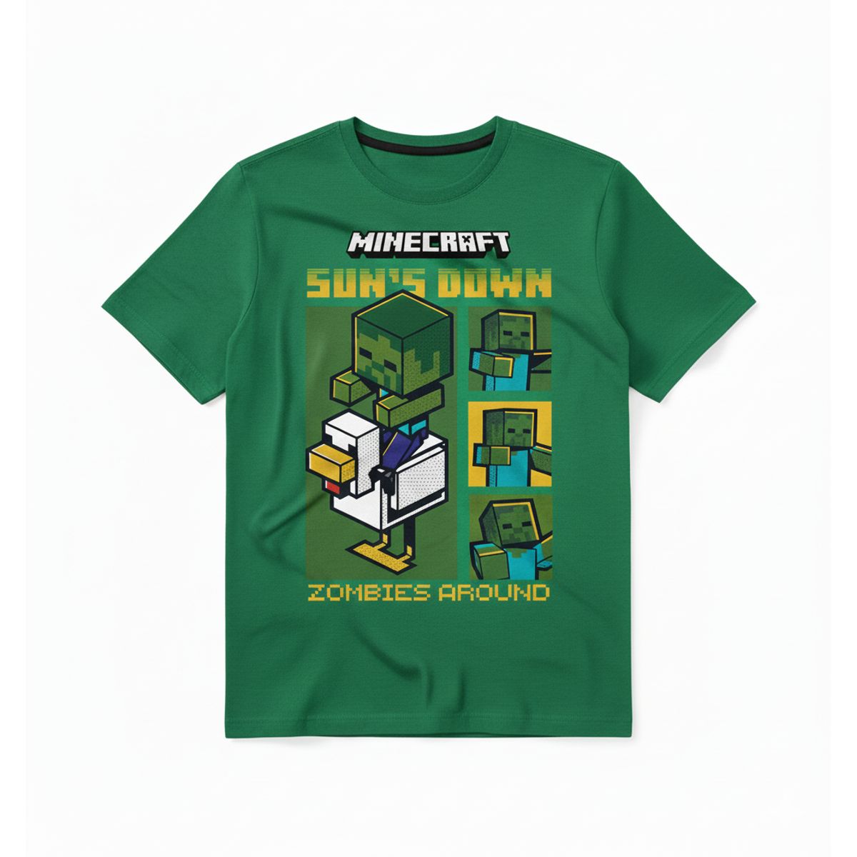 MICROSOFT - Polo Manga Corta Niño Minecraft Verde Algodón