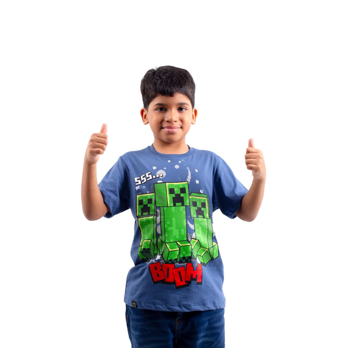 MICROSOFT - Polo Manga Corta Niño Minecraft Acero Algodón