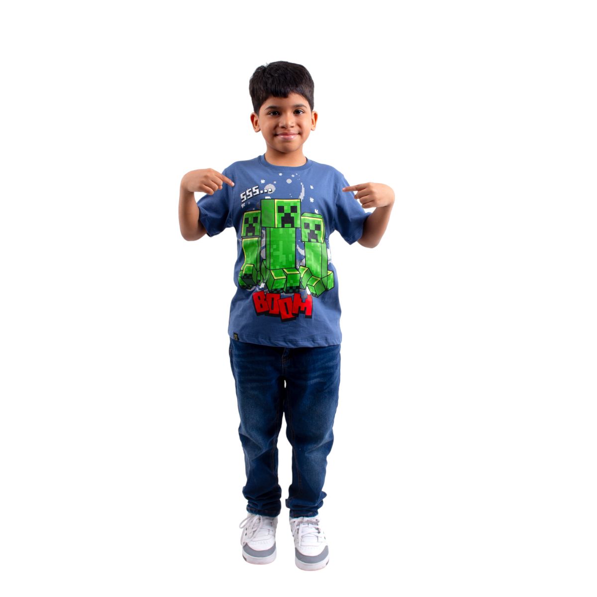 MICROSOFT - Polo Manga Corta Niño Minecraft Acero Algodón