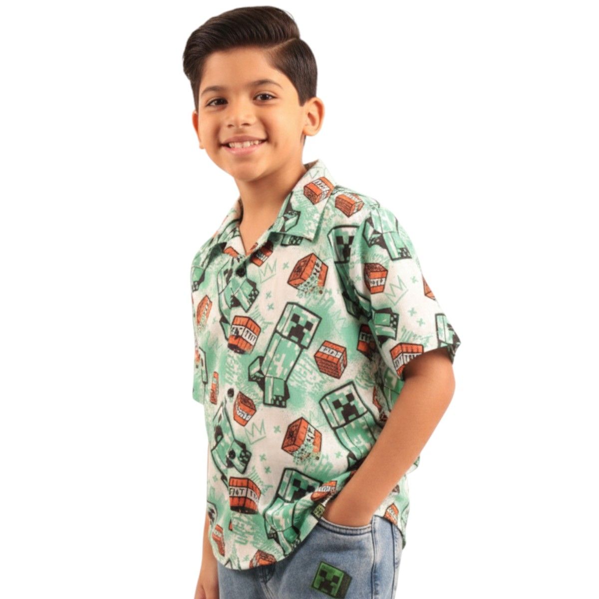 MICROSOFT - Camisa Manga Corta Niño Minecraft Verde Sarin
