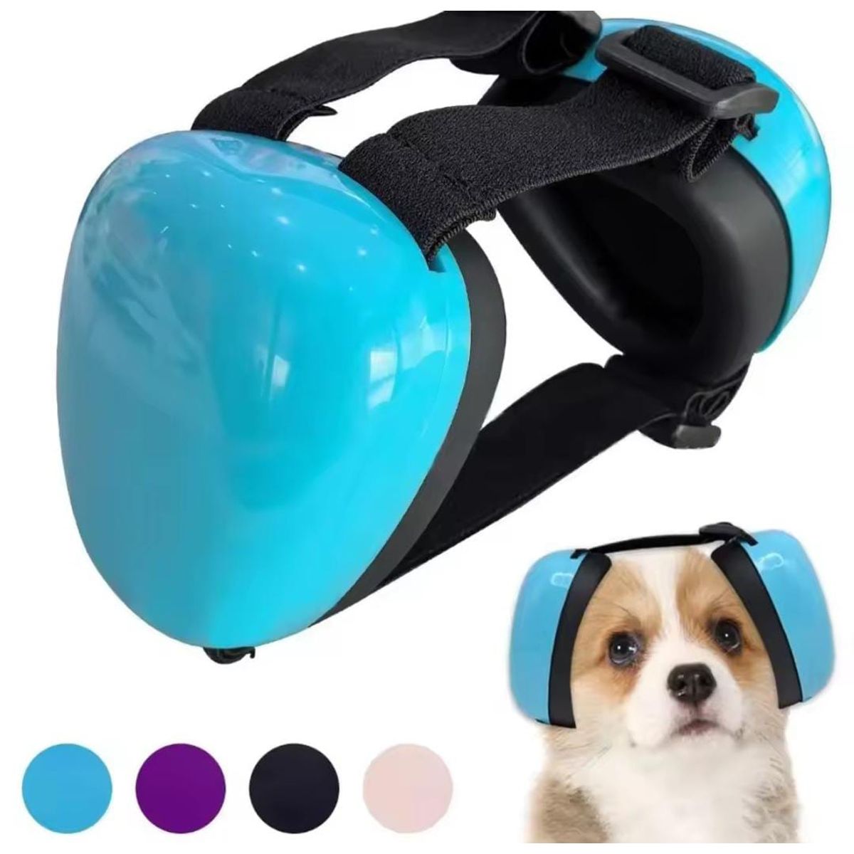 SM - OREJERAS ANTIRUIDO PROTECTOR DE OÍDO PARA PERROS TALLA M-L  CELESTE